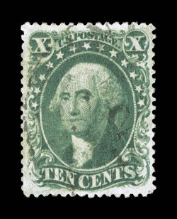 32, 10c Green, Ty. II, used, exceptionally well centered within uncharacteristically large margins, bright color, light town cancel, extremely fine 2001 PF
certificate.