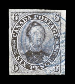 2, 1851 6p Slate violet on laid paper, used, four full to large margins, rich color and a fine impression, light blue cancel, small filled thin spot, extremely fine appearance
clear 1971 PF certificate for a pair, this being the left stamp (Uni
