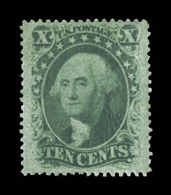 35, 10c Green, Ty. V, exceptionally well centered within especially wide margins, sumptuously rich color and deep impression, full o.g., extremely fine 2006 PSE
certificate.