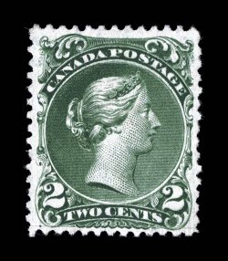 24a, 1868 2c Green on watermarked paper, unused, well centered, deeply rich color and an uncommonly strong impression on fresh paper, very fine unused examples of any of the
watermarked Large Queens are quite difficult to find 1987 Greene Foun