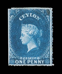1d. dull blue on blued paper, fresh and fine unused with part original gum. R.P.S. Certificate (1994). Sc. 25b S.G. 28a, £600. provenance: Sothebys auction, July
1995