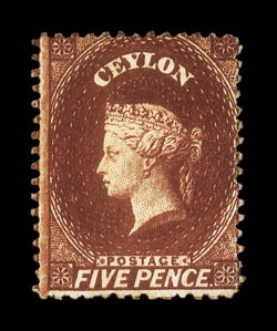 5d. lake-brown, unused with part original gum, good color, fine. Rare Sc. 40 S.G. 40, £1700.