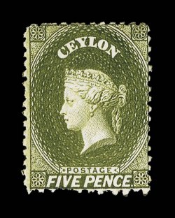 5d. grey-olive with watermark reversed, good color, unused with part gum (redistributed) one pulled perf at foot otherwise fine. B.P.A. Certificate (1975). Sc. 52 S.G. 54ax,
£1500.