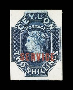 1869 2- deep blue, imperforate, unused with small part original gum, fine. R.P.S. Certificate (2002). Sc. O7a S.G. O5a, £950. provenance: Serendib, February,
2002