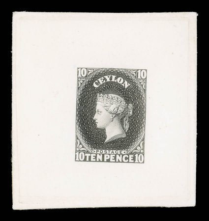 10d. in black on India paper (48x52mm.) affixed to card (52x55mm.), fine. Very rare. provenance: P.C. Pearson, April 1983