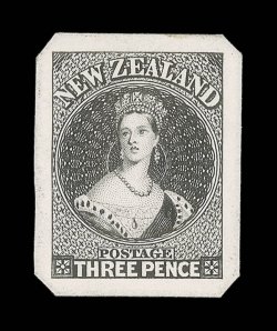 3d., in black on India paper, on card (23x30mm.) with angled corners. Extremely rare. R.P.S. Certificate (2006). provenance: Christies Robson Lowe, October 1989 Sir Gawaine
Baillie, March 2006