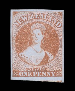 1d. red, unused without gum, lovely fresh rich color, large to very large margins and showing small part of adjoining stamp at foot. An outstanding and highly desirable
example. B.P.A. Certificate (1984). Sc. 4 S.G. 4, £12,000. provenance: