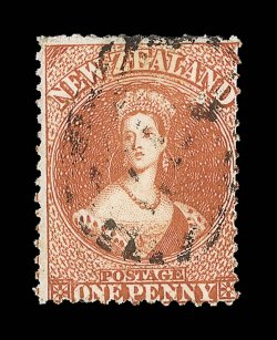 1d. orange-vermilion in a bright vivid shade, largely light indistinct cancellation leaving much of portrait clear perforations shallow at top and with a small surface
abrasion towards top though remaining visually appealing. R.P.S. Certificate