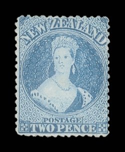 2d. dull deep blue, a fresh and bright shade, unused without gum trace of a corner crease at lower right though of fine appearance. Scarce. Sc. 26 S.G. 96a, £1,800.
provenance: Christies Robson Lowe, October 1989