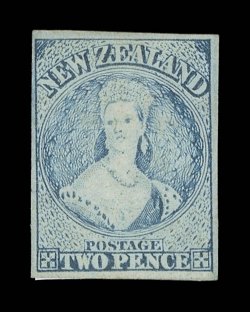 2d. pale blue (Plate I, worn), fresh unused without gum, good to large margins, fine and most attractive. Holcombe Certificate (1988). Sc. 28 S.G. 98, £1,300. provenance:
Antipodes, October 1988
