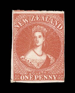 1d. carmine-vermilion, a fresh bright shade with roulettes at top and inside design at left and at foot, unused without gum. A most attractive example of this very rare stamp.
R.P.S. Certificate (1936). Sc. 27a S.G. 101, £6,000.