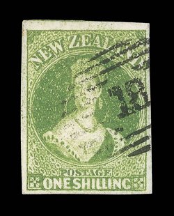1- green, good to large margins, clearly cancelled 18, fine. Unlisted in Scott and S.G.