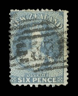 6d. blue, perforated 12½ compound with perforation 10 at foot, bold indistinct numeral cancellation. A sound example of this scarce stamp. B.P.A. Certificate (1958). Sc. 44
var. S.G. 131c, £450.
