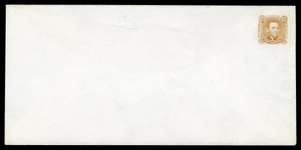 Undersander E39A-c, 10c Lincoln, unadopted design, envelope essay in orange on white laid paper, 194x93mm, quite fresh, very fine and rare.