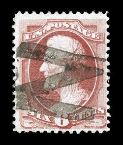 148, 6c Carmine, striking used example with perfect central strike of large letter N of Nagasaki, Japan, about as complete a strike as one will ever encounter on a single
stamp, deep rich color, very fine and exceedingly scarce 2006 PF ce