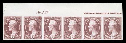 208P3208aP4, 6c Lincoln, plate proof collection of nine different items, includes three blocks of four of plate proofs on India blocks of four in various shades (Rose, Dull
rose and Deep rose), plate proofs on card include singles of all four p