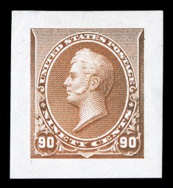 219P2-229P2, 1890-93 1c-90c Small Bank Note issue, small die proofs on wove paper, cplt set of all eleven values, the 2c represented by the Carmine color, each well margined
and with strong colors, 90c with really trivial thin speck at top edge,