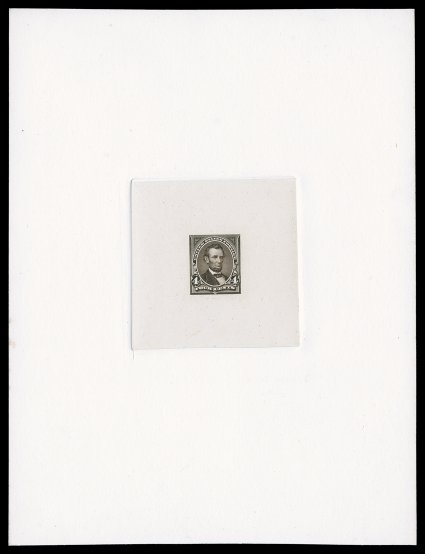 254P1, 4c Dark brown, large die proof on India, die sunk on large card 151x198mm, showing full die sinkage, very fine.