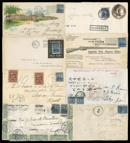 304, 5c Blue, the remarkable foreign destination postal history collectionaccumulation of over 120 covers, this incredible assemblage is the most comprehensive and fascinating
collection of its kind likely to have ever been formed, as each of t