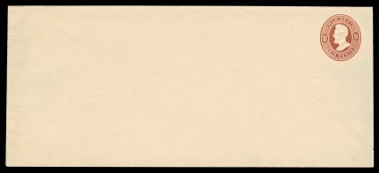 UO24, UPSS WD15, 6c Dark red War Dept. on cream, die WD4, size 21, knife 98, wmk. 2, an enormously rare mint entire, one of only four recorded mint examples, all of which are
only found in this larger legal size, clean crisp edges, trivial