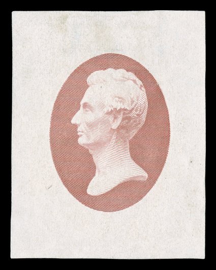Turner Essay 15d (Scott 206-E5), Lincoln head vignette, large die essays in five different colors on white glazed paper, the complete set of five colors as listed in Turner
(and Scott), these being the ones trimmed down to approximately 27x37mm
