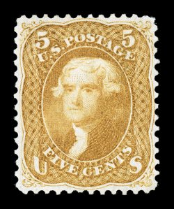 67a, 5c Brown yellow, a lovely unused example of this very rare stamp, being one of the few certified premium quality Five Cent Brown Yellow stamps in existence, possessing
exceptional centering for this notoriously poorly centered stamp, gl