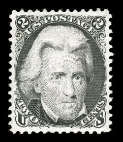 87, 2c Black, E grill, unused, perfectly centered amid incredibly large margins which are most uncharacteristic of this or any other Black Jack issue, fresh color and crisp
impression on bright paper, an extremely fine large-margined gem a