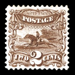124, 2c Brown re-issue, select unused example, flawlessly centered within large margins, gorgeous intense color and impression on crisp paper, just a trace of o.g., extremely
fine 1980 and 2006 PF certificates.