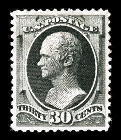 190, 30c Full black, premium quality mint single, featuring exceptional centering within large margins, deep rich color and a strong impression, full o.g., lightly hinged,
extremely fine not often encountered in this outstanding condition 1995