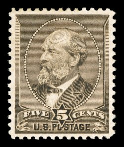 205C, 5c Gray brown special printing, without gum as issued, a gem example of this immensely rare stamp, possessing virtually perfect centering within uncharacteristically
large margins, exceptional rich color and a crisp impression, fully intac