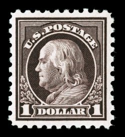 478, $1.00 Violet black, wonderfully well centered, prooflike color and impression on bright paper, o.g., lightly hinged, extremely fine 1998 PSE certificate.