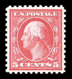 505, 5c Rose error, a highly select mint example of this popular error stamp, being particularly well centered within large margins, plus being exceptionally fresh, with
bright rich color and a clean impression, pristine o.g., n.h., extremely fi