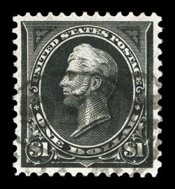 276, $1.00 Black, Ty. I, unusually well centered and margined, strong color and a detailed impression, fairly light cancel, extremely fine 1994 PF certificate.
