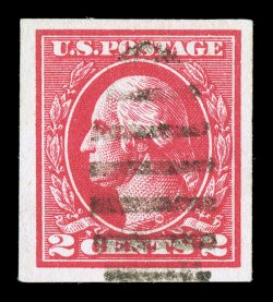534B, 2c Carmine offset imperforate, Ty. VII, four large margins, radiant rich color and an especially strong impression, neat portion of a duplex cancel, extremely fine a
highly select example of this, the key rarity to the offset issues 1995