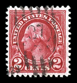 595, 2c Carmine coil waste, nicely centered within extra-large margins, vibrant color, very fine.