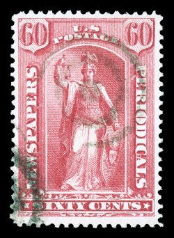 PR20, 60c Rose, gorgeous deep color and a razor-sharp impression on fresh white paper, well centered and margined, light target cancel, choice very fine 1996 PF
certificate.