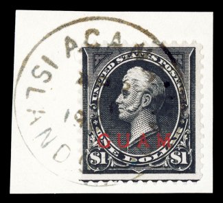 Guam used collection consisting of the basic eleven stamps complete to the $1.00 less only the 10c value, plus the special delivery stamp and M3-4, 50c and $1.00 each tied to
piece, with the $1.00 accompanied by a 1987 PF certificate, a few mino