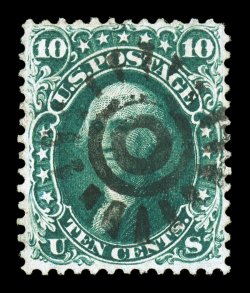 62B, 10c Dark green August, well centered, deep August color and impression, San Francisco cogwheel cancel, very fine 1993 PF certificate.