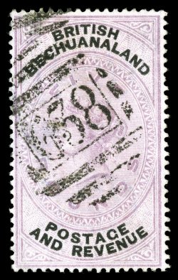 22, 1887 £5 Lilac, an attractive example of the key high value of this country, with clean 638 numeral in bars cancel, lovely pastel lilac color, well centered and extremely
fine rarely is this stamp found in such exquisite quality 1960 RPS