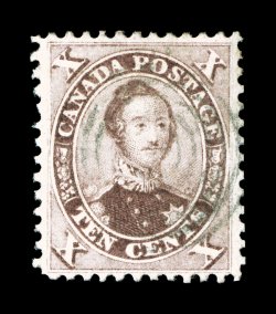 17, 1859 10c Red lilac, exceptionally choice used example, possessing outstanding centering amid uncommonly large margins, with its perforations clearing the design all around
which is an elusive occurrence, light target cancel, extremely fine