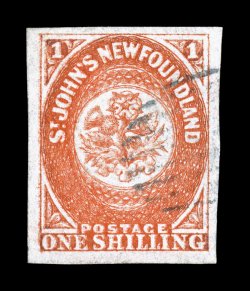 15, 1860 1- Orange, the used example offered here is one of the finest, if not the finest in existence, as it possesses four remarkably large margins (unlike most which have
very small margins), brilliant fresh color and an excellent clarit