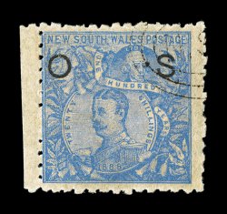 O31, 1888 20- Ultramarine with OS overprint, left sheet-margin example, especially rich color, light c.t.o. cancel as always, fine and quite scarce 2006 BPA certificate (S.G.
O48 £800).