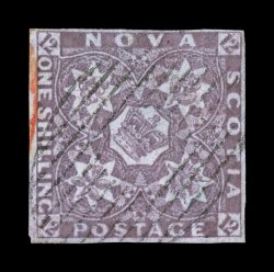 7, 1851 1- Dull violet, four full margins, strong color and impression, light grid cancel and a small part of a red transit pmk. at left, tiny trace of an internal wrinkle,
still very fine signed H. Bloch and accompanied by a clear 1962 Friedl