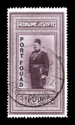 121-24, 1926 5m-50P Fort Fouad overprints cplt., strong rich colors, light c.d.s. cancels, fine-very fine first three each signed Angeloglu, top value with 2004 BPA
certificate.