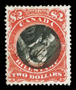 van Dam FB53a, 1868 $2.00 Third Bill revenue, Center Inverted, quite well centered within uncharacteristically large margins, bright colors and crisp impressions, small
unobtrusive manuscript cancel, small cut in central vignette which has been