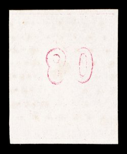 22b, 1862 80l Carmine on pale rose, 8 of 80 numeral on reverse Inverted, another used example, this one in a deeper shade, four full and balanced margins, intense color, neat
numeral 2 in grid of dots cancel, very fine (Michel 22 var.).