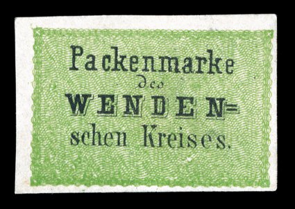 L3d, 1863 (4k) Yellow green and black, Background Inverted, fresh mint single in this scarcer shade, strong color, ample to large margins all around, full o.g., very fine 1954
RPS certificate (Michel 2bK).