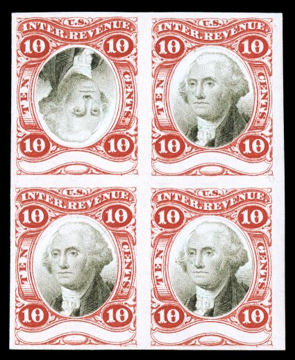 Turner Essay 58, 10c Red and black engraved plate essays of frames with vignettes pasted in, Head Inverted, similar to the above lot, with the top left proof possessing the
inverted head, bright colors, large margins, very fine ex-Joyce.