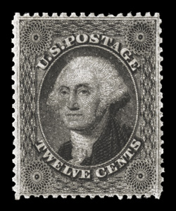 36B, 12c Black, plate III, an especially handsome mint example, featuring much better centering and larger margins than typically found, deep prooflike color and impression,
full original gum that has been very lightly hinged, an extremely fine