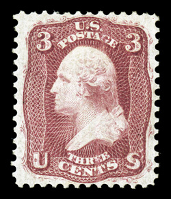 56, 3c Brown rose August, very well centered within wide margins, strong rich color, full o.g., minor h.r., extremely fine 2001 PF certificate.